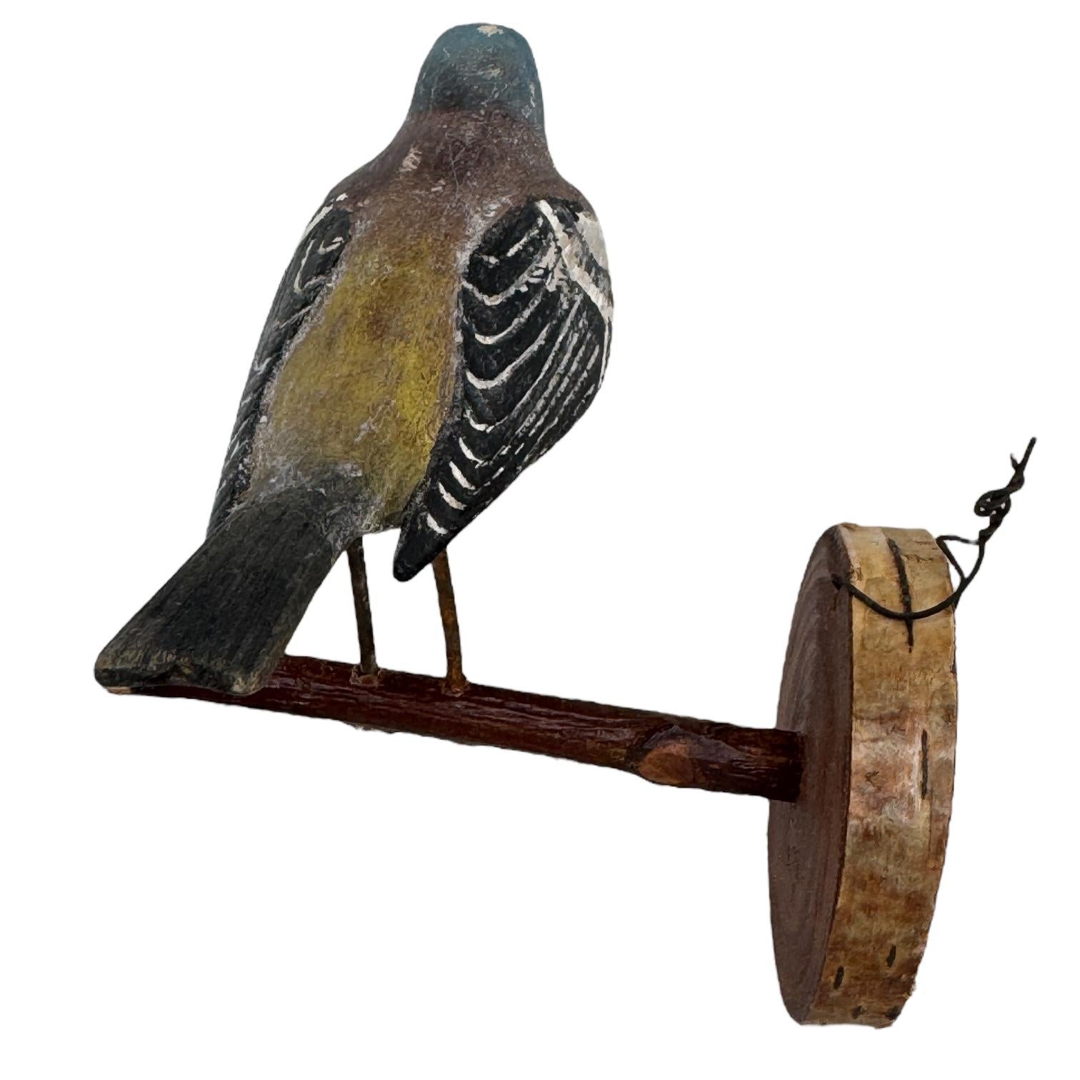 Pinzón Vichtauer Pájaro tallado a mano en madera Arte popular de la Selva Negra, Austria, años 20 2