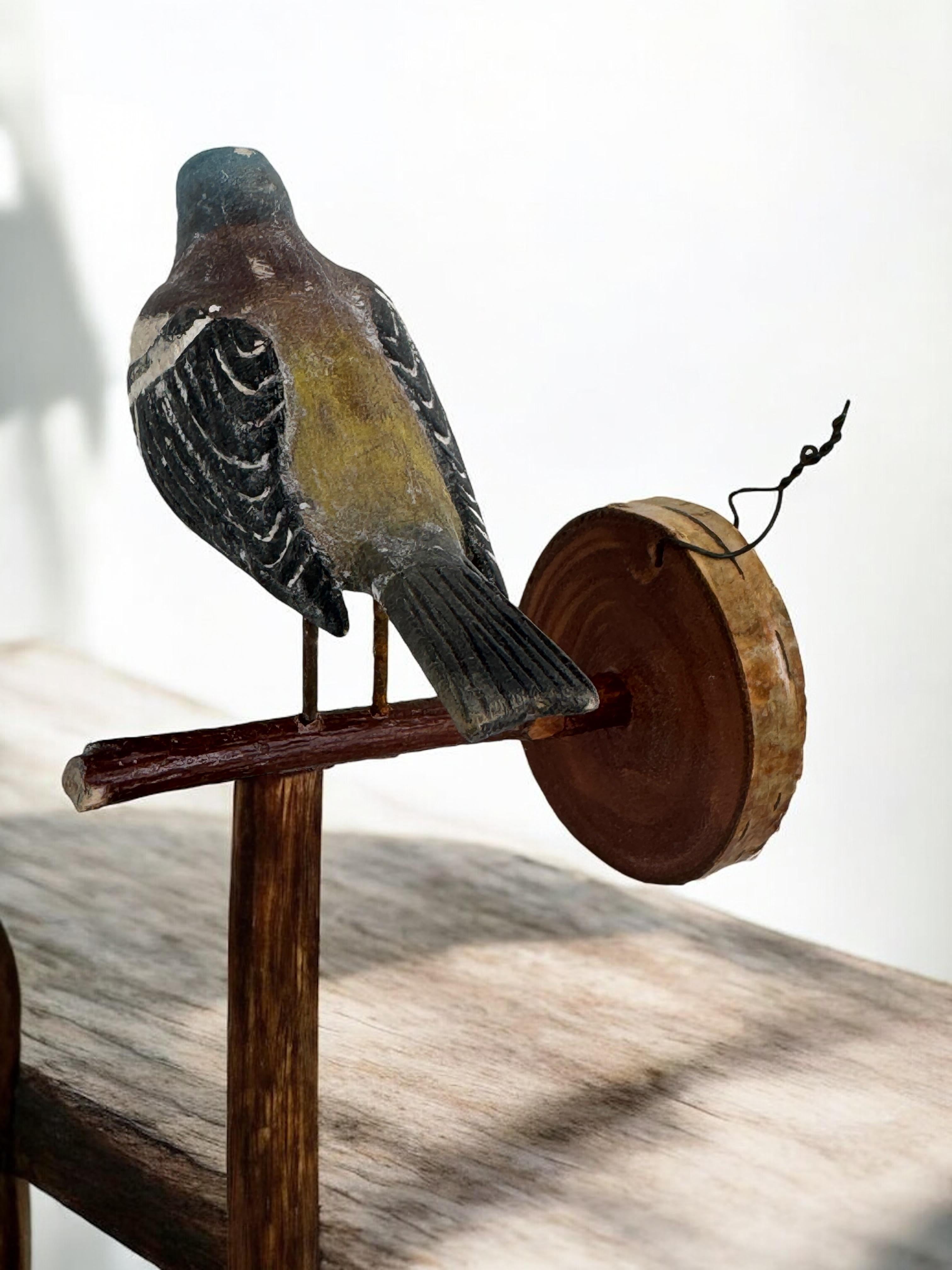 Pinzón Vichtauer Pájaro tallado a mano en madera Arte popular de la Selva Negra, Austria, años 20 6