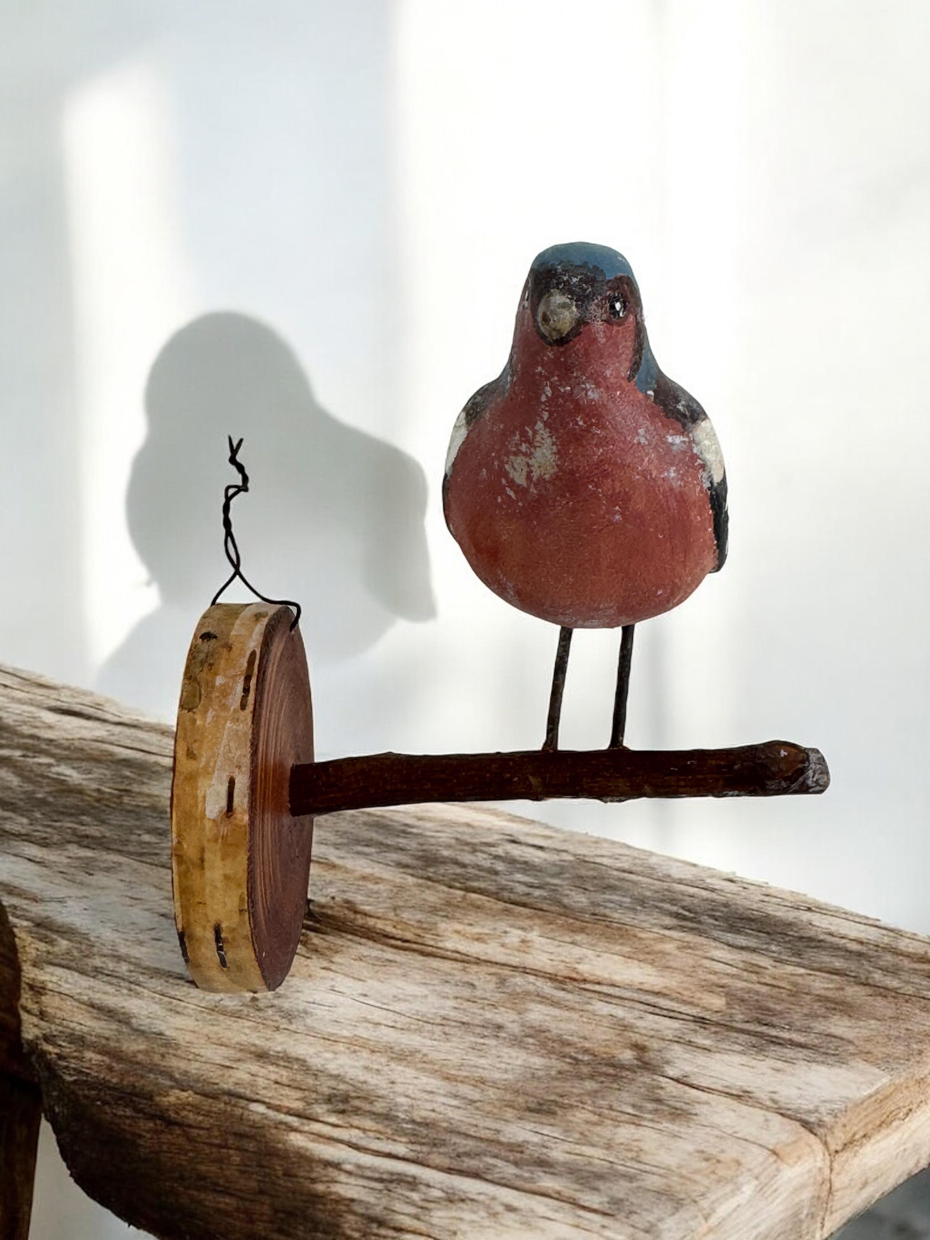 Pinzón Vichtauer Pájaro tallado a mano en madera Arte popular de la Selva Negra, Austria, a�ños 20 7