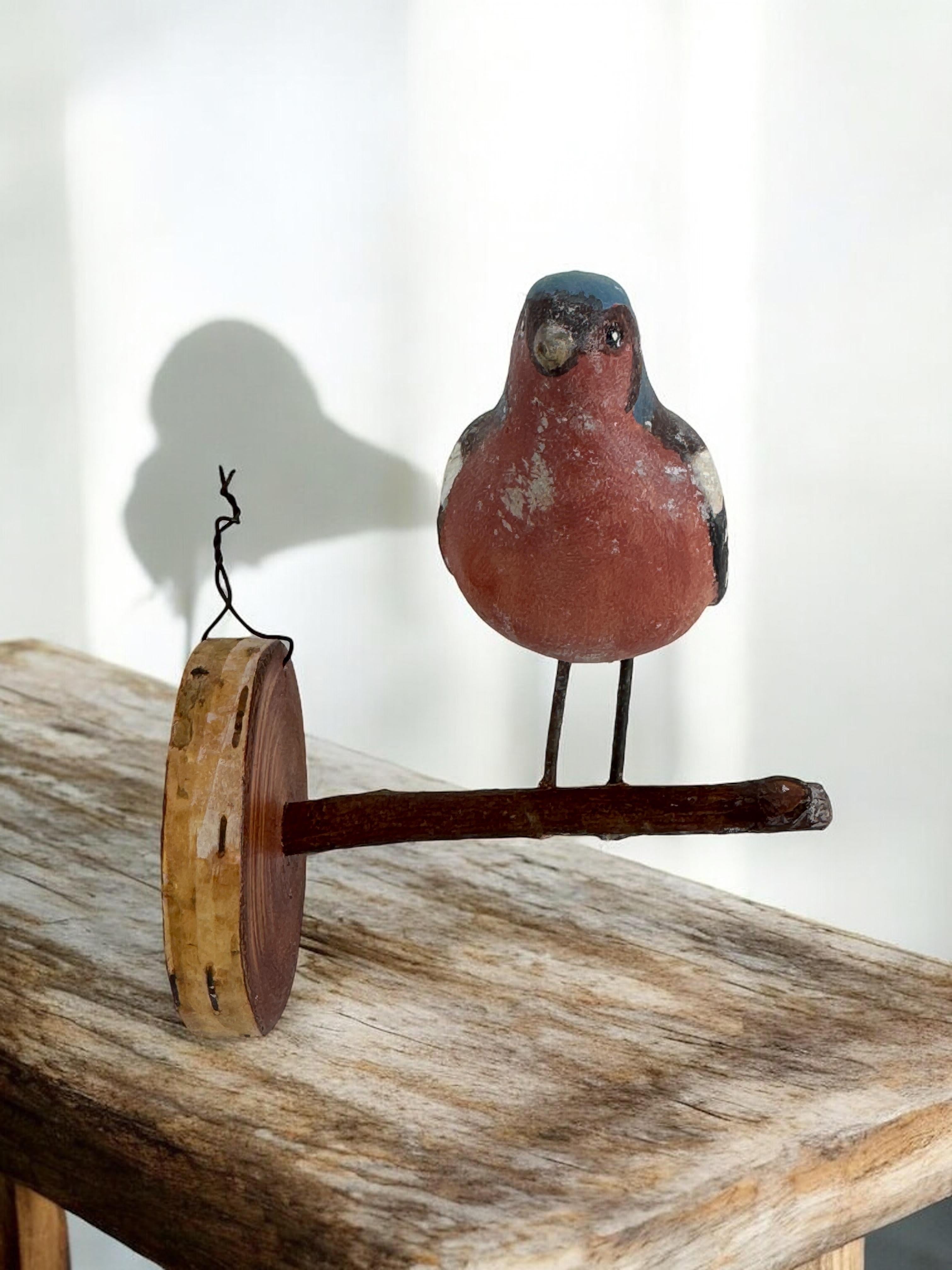 Pinzón Vichtauer Pájaro tallado a mano en madera Arte popular de la Selva Negra, Austria, años 20 8