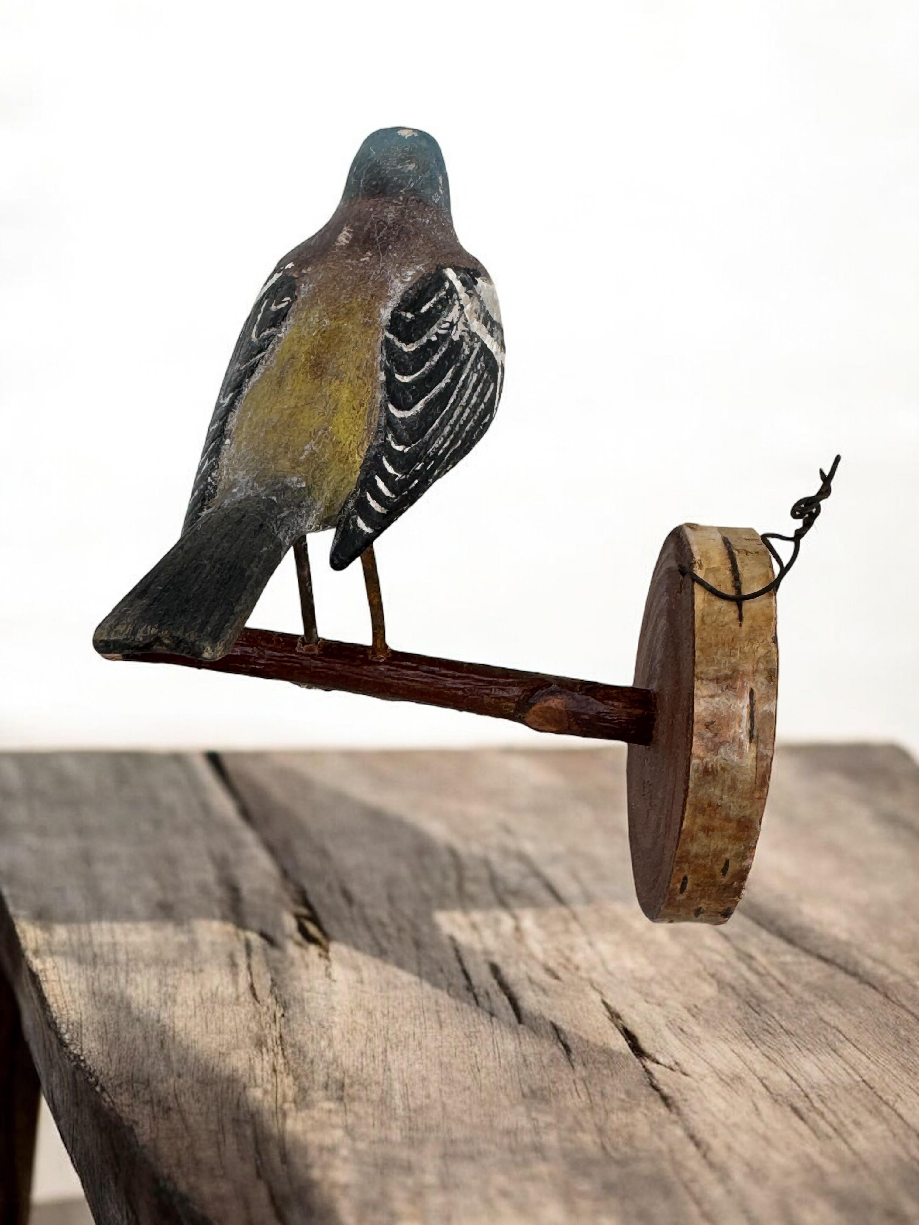 Pinzón Vichtauer Pájaro tallado a mano en madera Arte popular de la Selva Negra, Austria, años 20 12