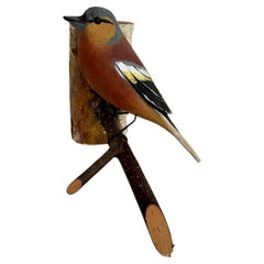 Chaffinch Viechtauer Hand Carved Wood Bird, Black Forest Folk Art, Austria