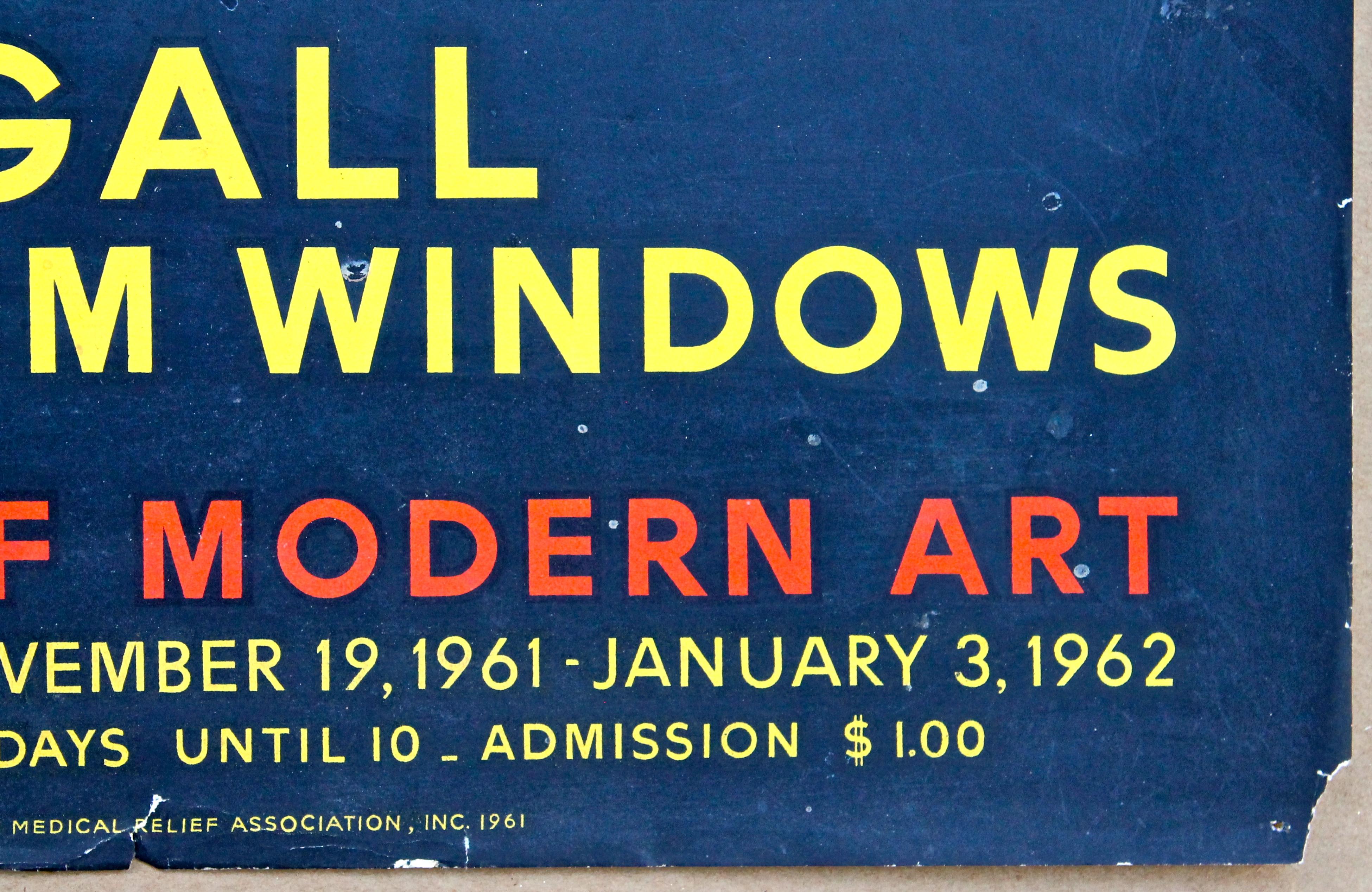 Affiche lithographique originale de Mourlot « Les fenêtres de Jérusalem » de Chagall, 1962 en vente 1