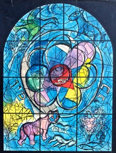 Chagall "Finestre di Gerusalemme" Poster originale litografato da Mourlot, 1962