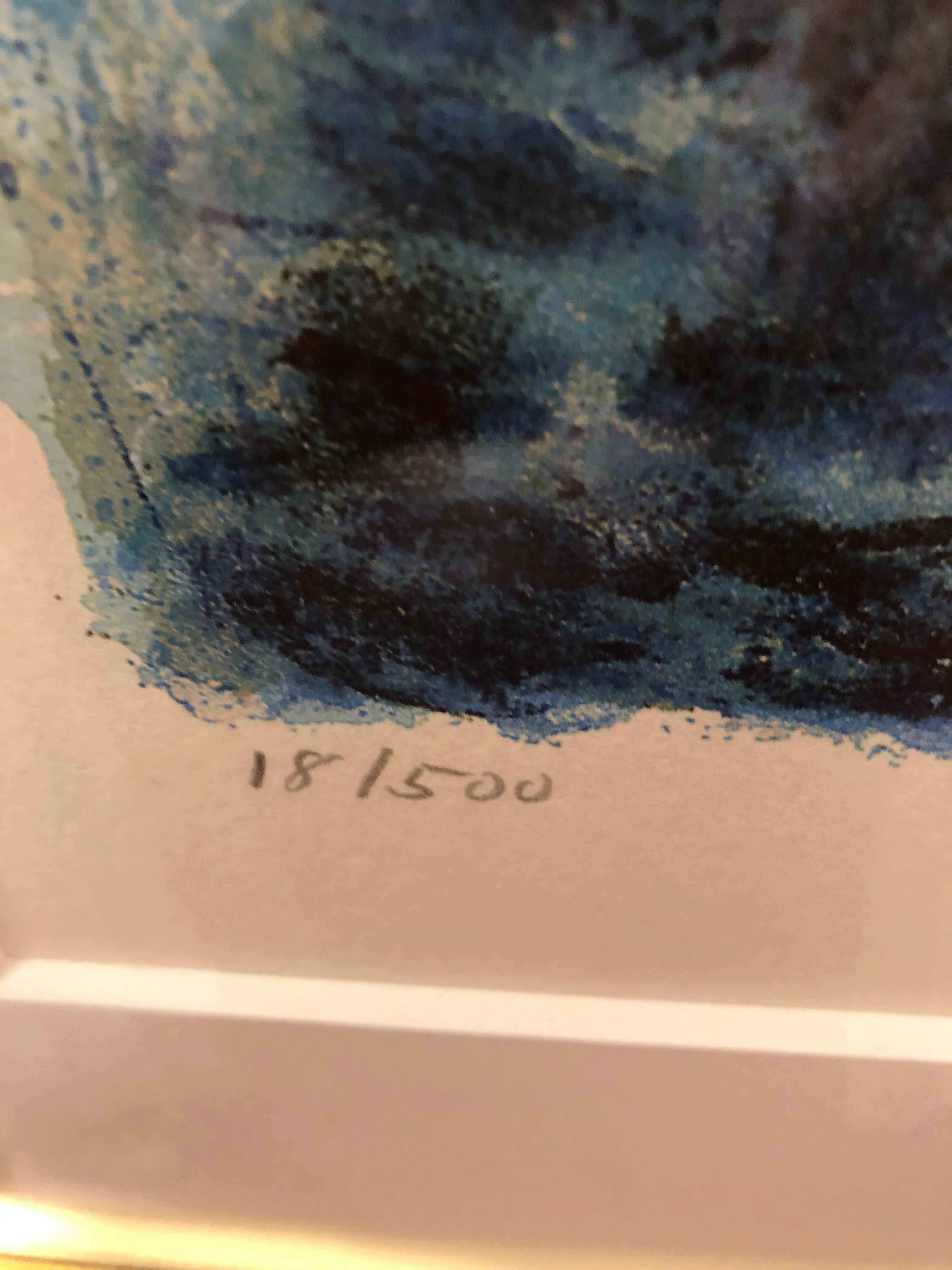 Papier  Impression Chagall Le Coq Avec Le Bouquet Jaune Signé et numéroté Édition limitée en vente