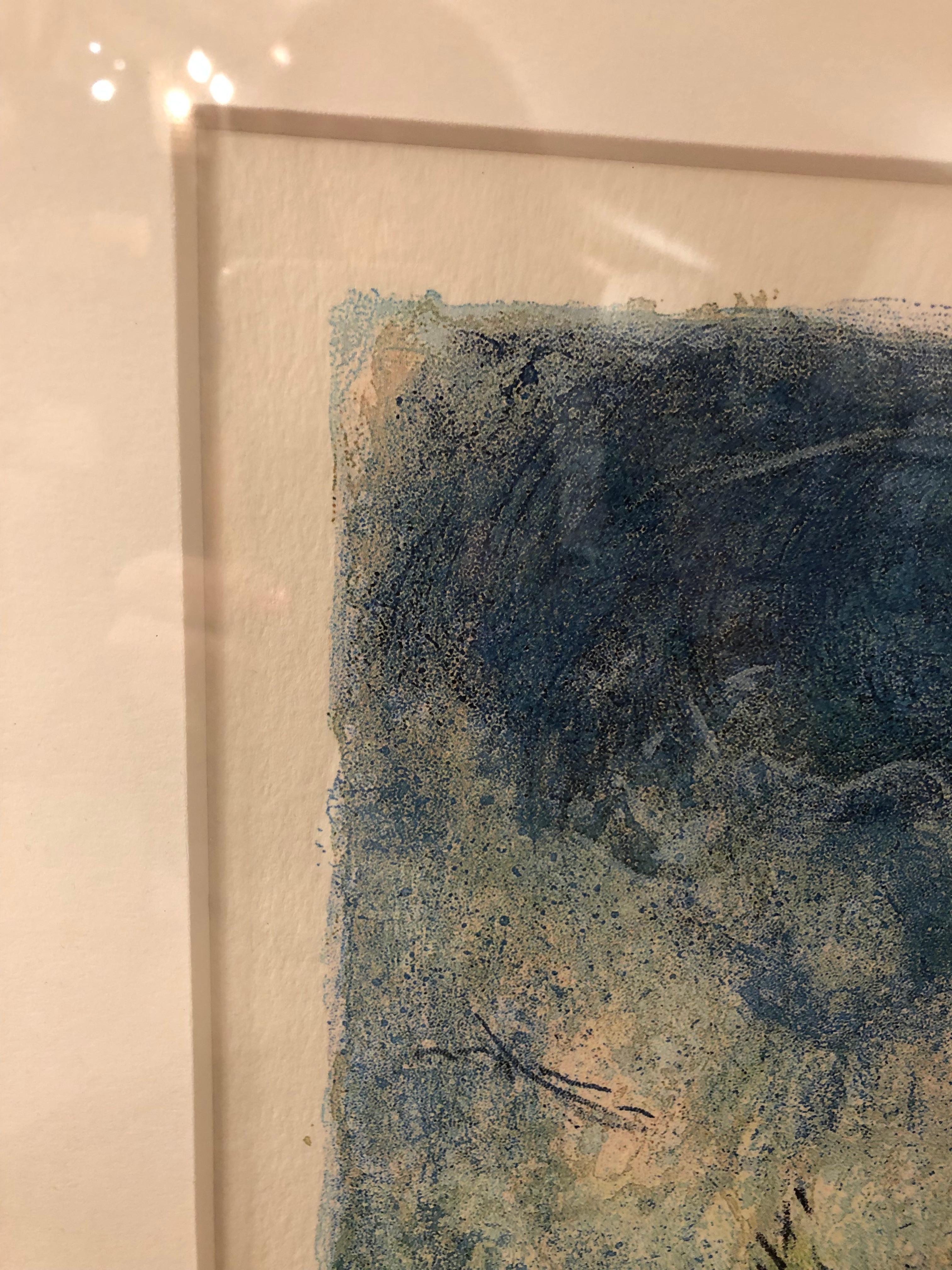 Papier Impression Chagall Le Coq Avec Le Bouquet Jaune Signé et numéroté Édition limitée