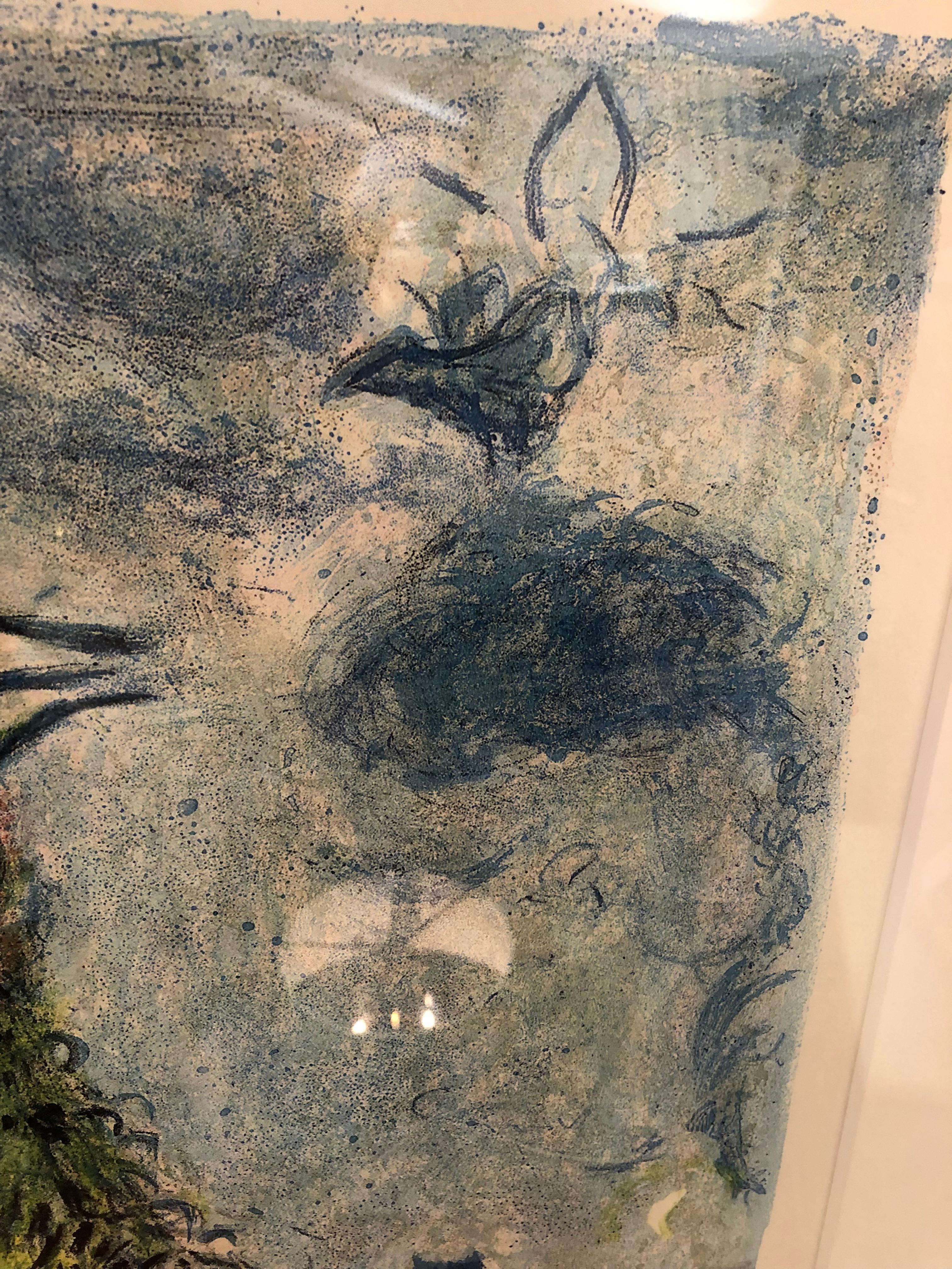 Impression Chagall Le Coq Avec Le Bouquet Jaune Signé et numéroté Édition limitée 1