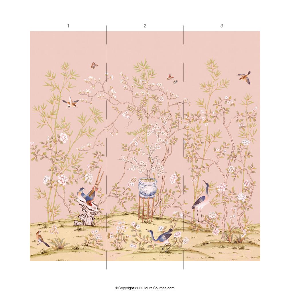pink chinoiserie wallpaper
