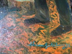 Grande peinture à l'huile judaïque, mariage juif polonais dans le Shtetl Chaim Goldberg