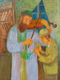 Leçon de musique, peinture de judaïques, vie au Shtetl