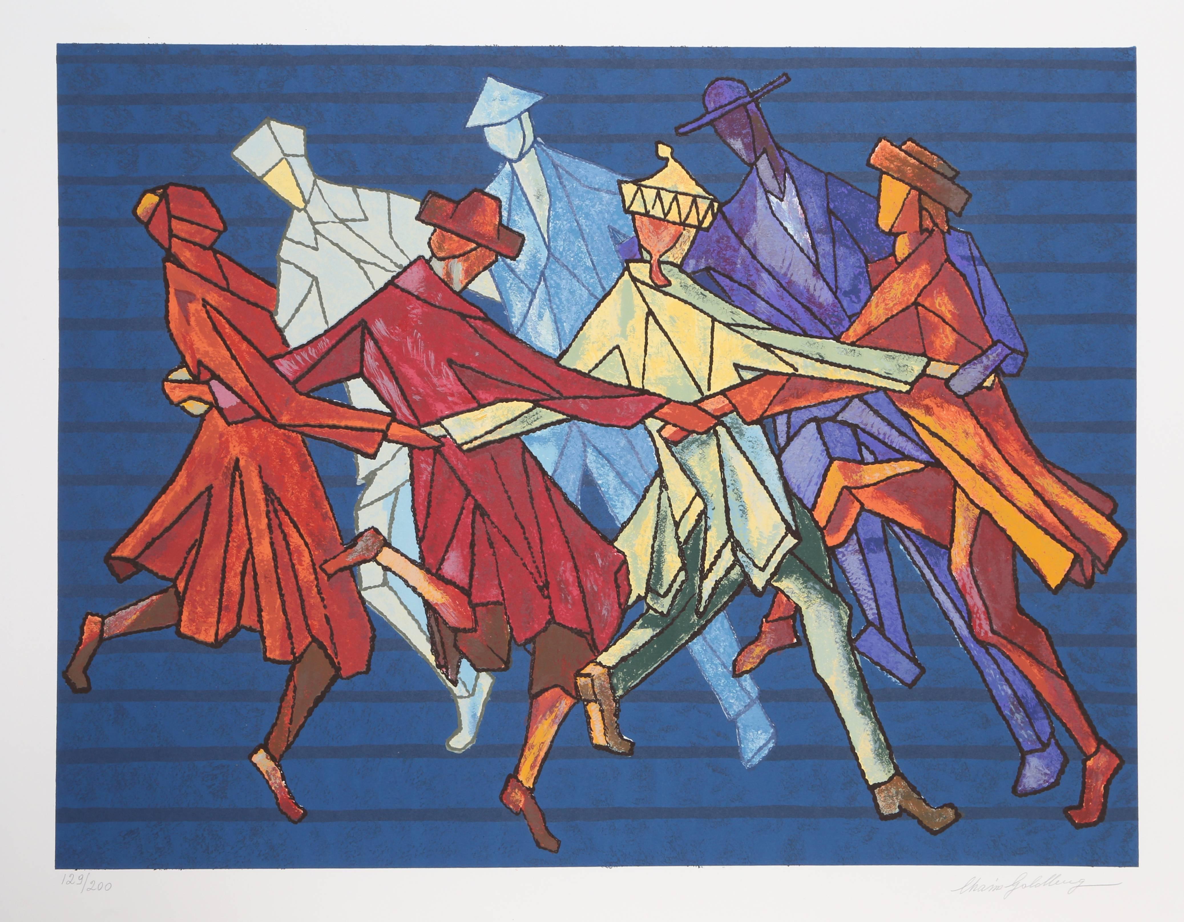 Chaïm Goldberg Figurative Print - Horah Dance, Lithograph by Chaim Goldberg