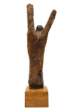 Große modernistische geschnitzte Judaica-Skulptur aus Holz