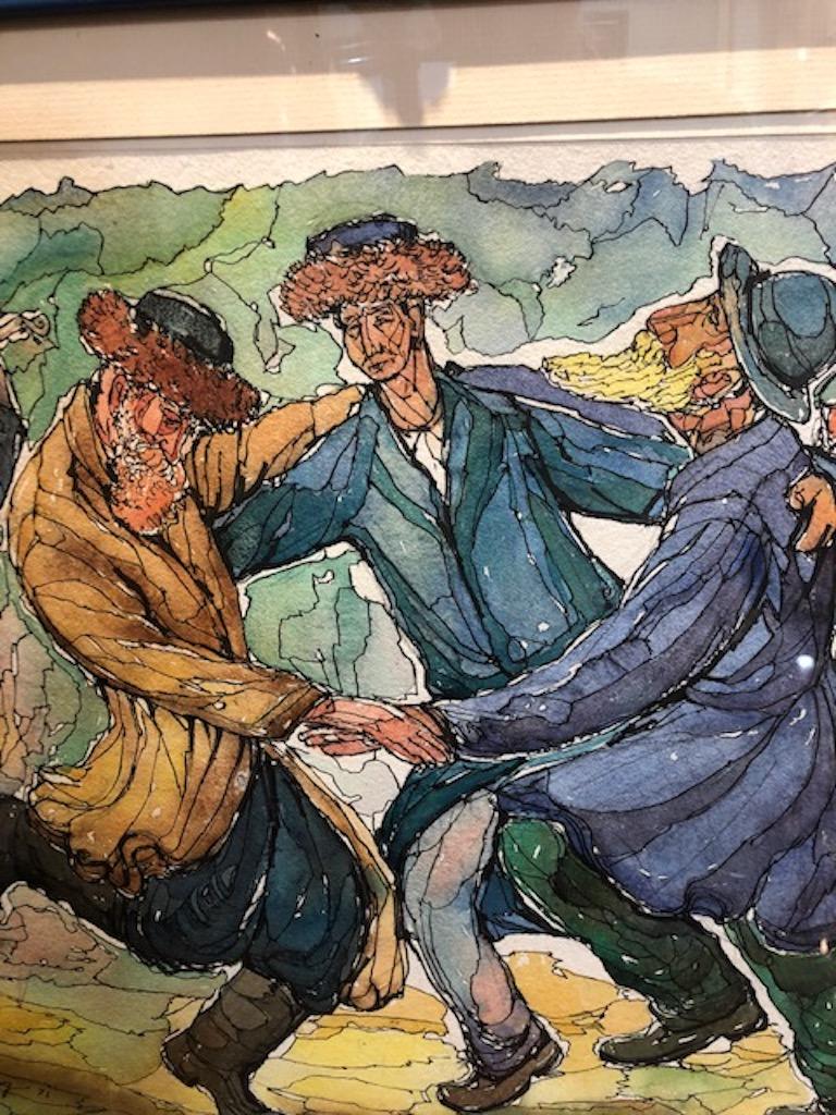20th Century Chaim Goldberg Watercolor Painting For Sale