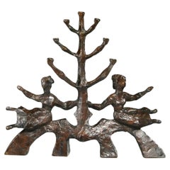 Chaim Gross 1902 - 1991, Menorah judaïque en bronze