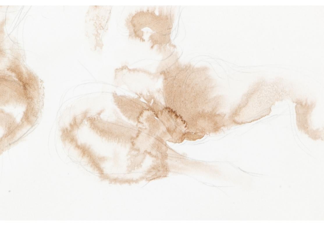 Chaim Gross 'Am., 1904-1991' Graphite and Wash Drawing, Study of 3 Female Nudes In Good Condition For Sale In Bridgeport, CT