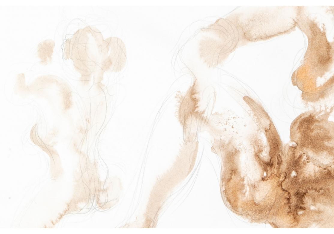 20th Century Chaim Gross 'Am., 1904-1991' Graphite and Wash Drawing, Study of 3 Female Nudes For Sale