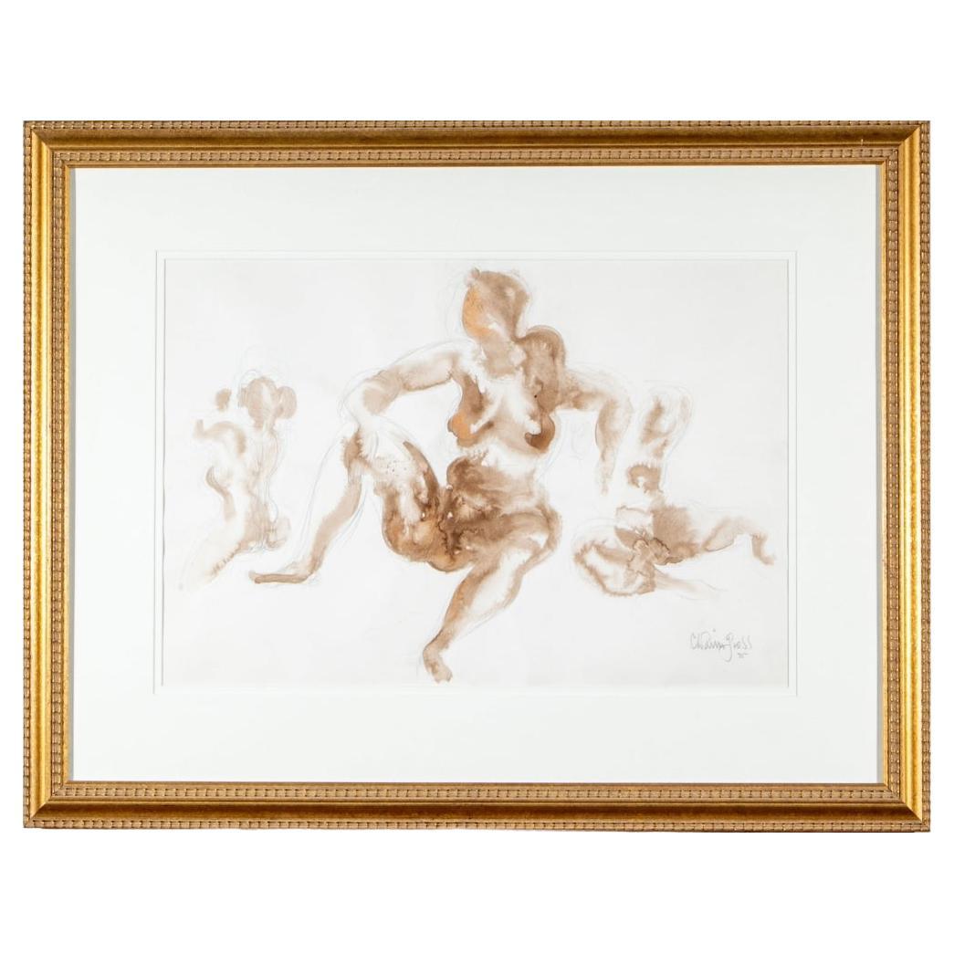 Chaim Gross 'Am., 1904-1991' Graphite and Wash Drawing, Study of 3 Female Nudes For Sale