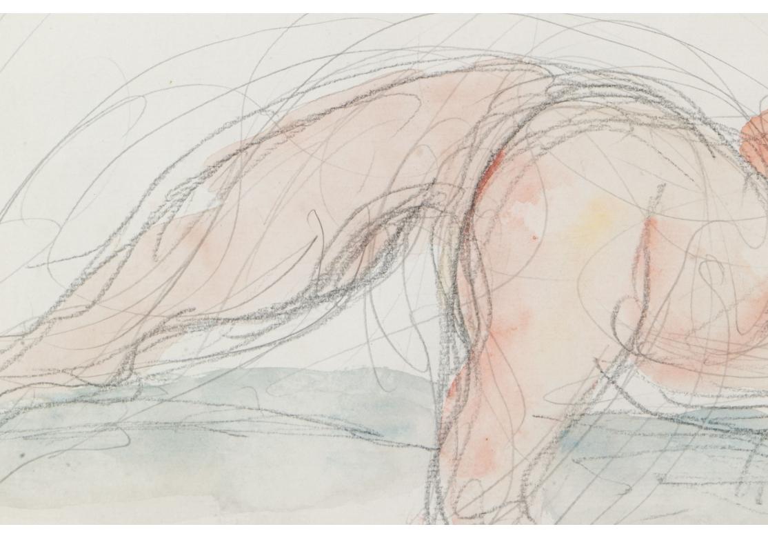 Chaim Gross 'Austrian/Am., 1904-1991' Pencil And Wash On Paper, Reclining Nude In Good Condition For Sale In Bridgeport, CT