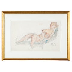 Chaim Gross 'Austrian/Am., 1904-1991' Pencil And Wash On Paper, Reclining Nude