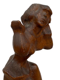 Ballerine sur une bicyclette, sculpture en bois sculptée à la main de Chaim Gross, vers les années 1940