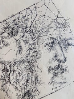 Chaim Gross, Engraving, Composition Avec Visages, 1942