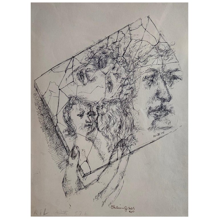 Chaim Gross, Engraving, Composition Avec Visages, 1942 For Sale