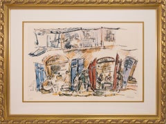 Chaim Gross Jerusalem Cafe Signed Contemporary Color Lithograph on Paper AP