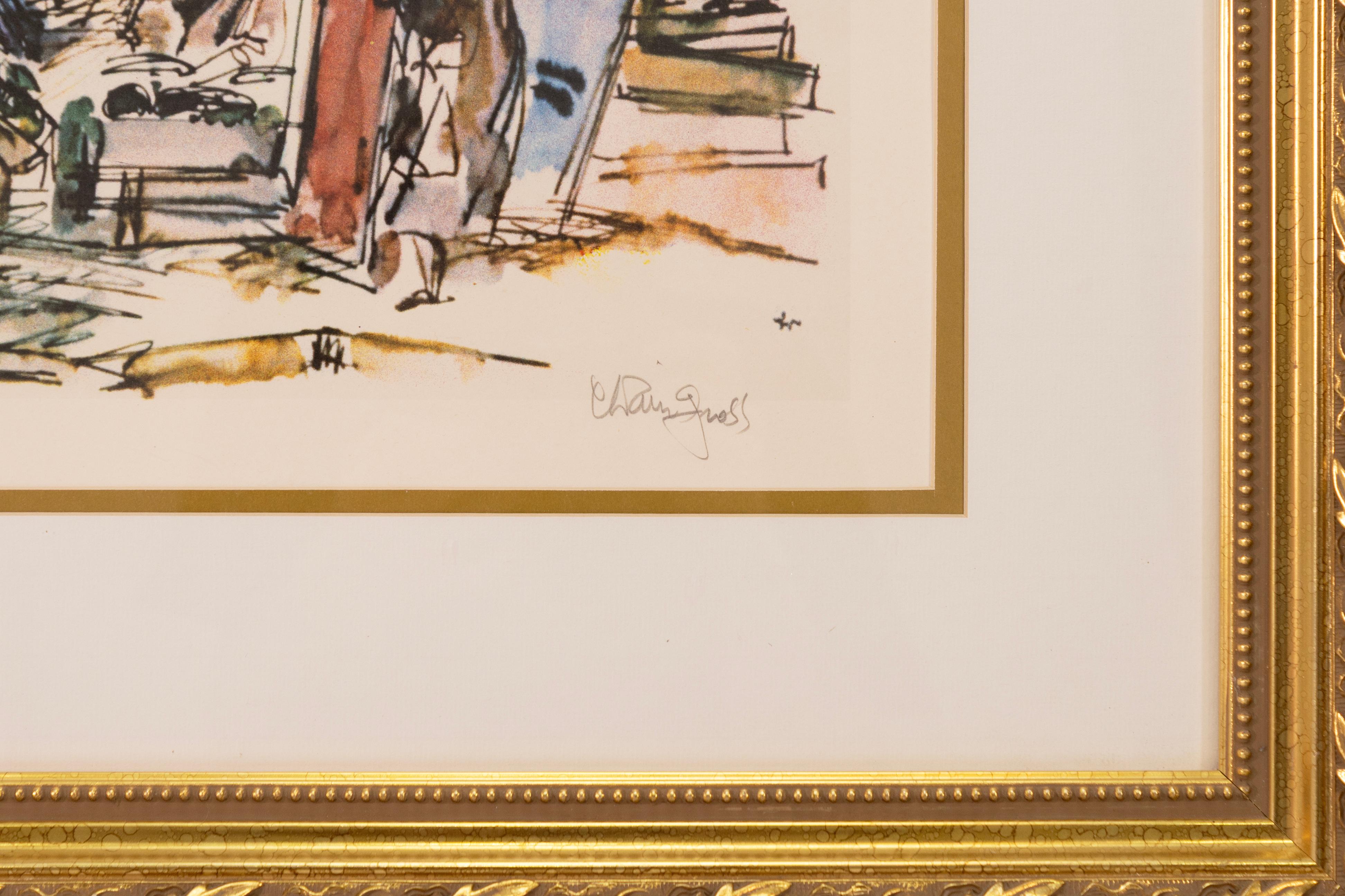 Chaim Gross Jerusalem Cafe Signierte Zeitgenössische Farblithographie auf Papier AP (amerikanisch) im Angebot