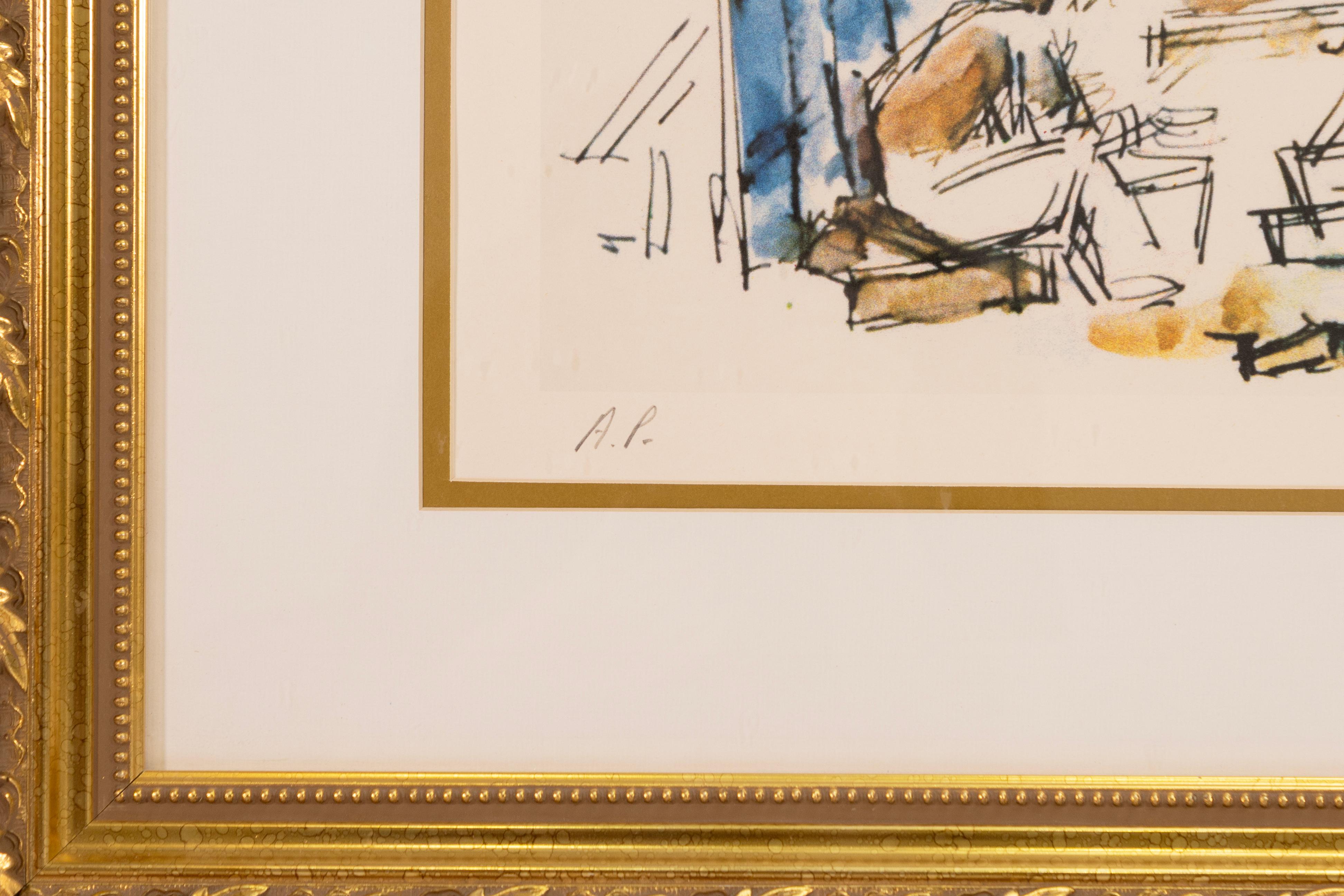 Chaim Gross Jerusalem Cafe Signierte Zeitgenössische Farblithographie auf Papier AP im Zustand „Gut“ im Angebot in Keego Harbor, MI