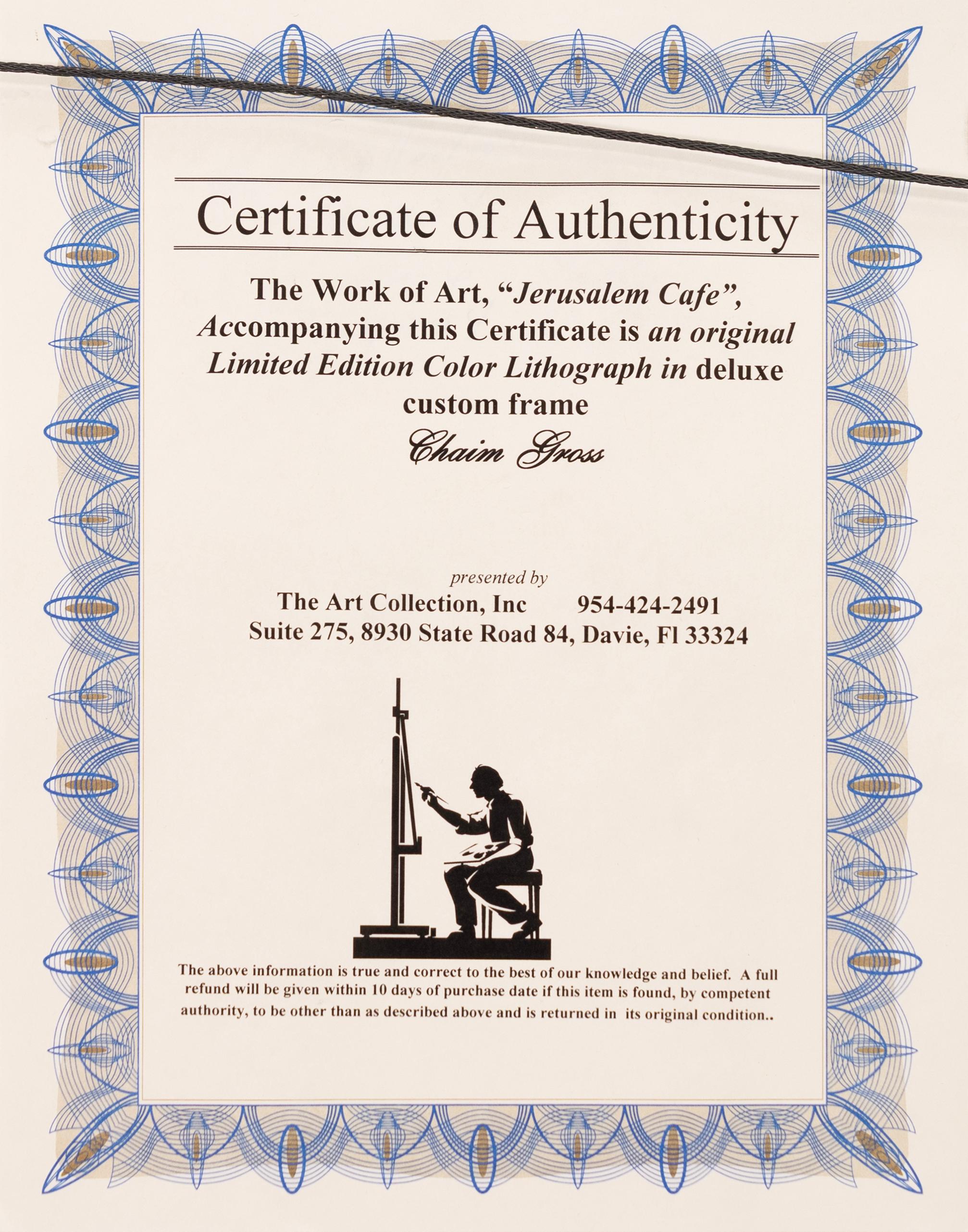 Chaim Gross Jerusalem Cafe Signierte Zeitgenössische Farblithographie auf Papier AP im Angebot 1