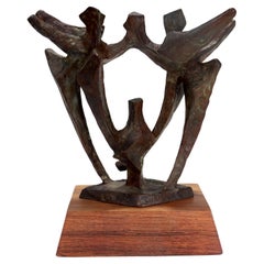 Chaim Gross Modernist Abstract Bronze Sculpture of Dancers