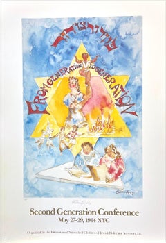 FROM GENERATION TO GENERATION Signed Lithograph, Children Jewish Holocaust