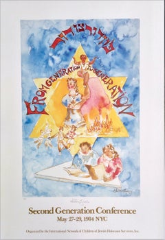 FROM GENERATION TO GENERATION Signed Lithograph, Children Jewish Holocaust