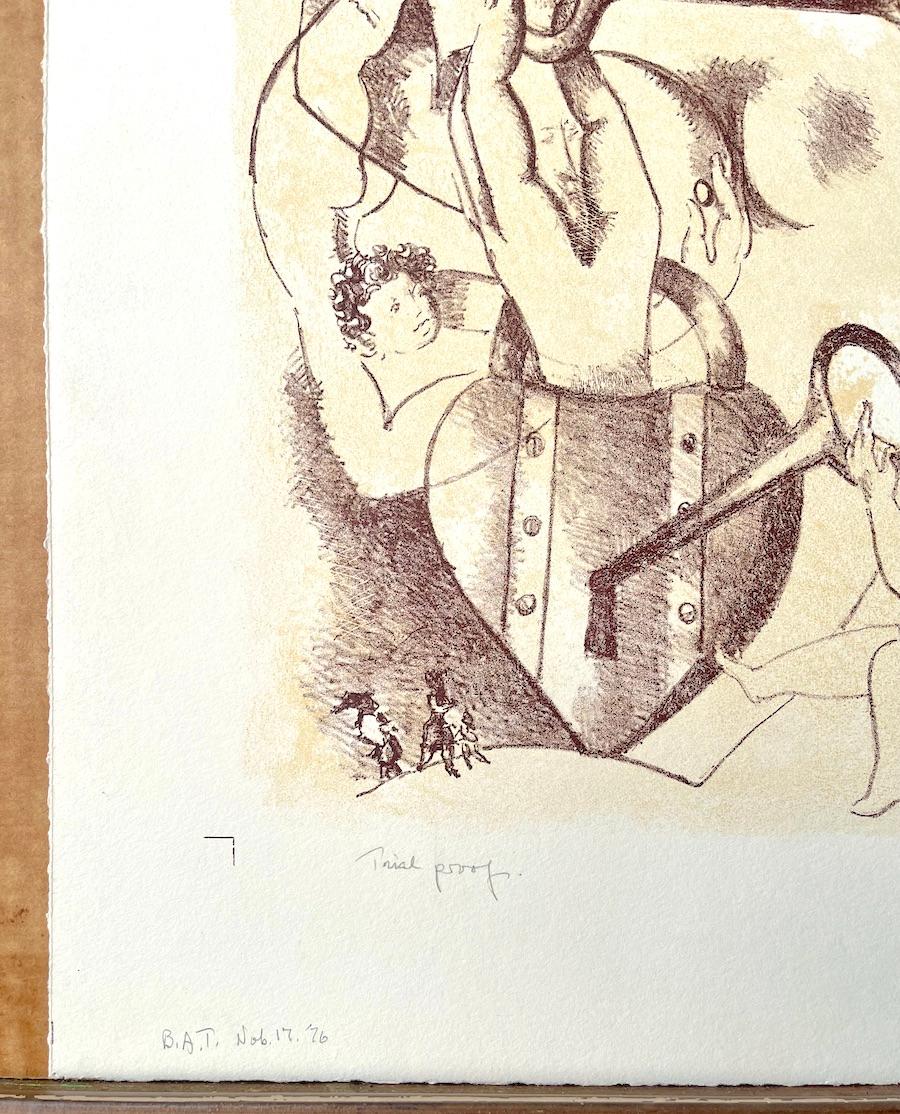 Lithographie signée HOMAGE TO SIGMUND FREUD, portrait surréaliste, psychanalysis - Contemporain Print par Chaim Gross