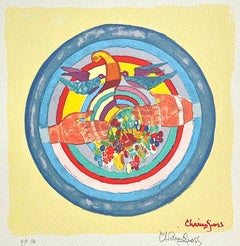 NUEVO PEDIDO ECONÓMICO INTERNACIONAL Serigrafía firmada, Círculo de paz Paloma Manos Fruta