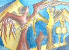 SABBATH ANGELS Signed Lithograph, Watercolor Portrait, Angels, Candlesticks