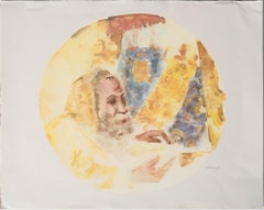 "The Rabbi and the Torah" unframed lithograph hand-signed by artist Chaim Gross