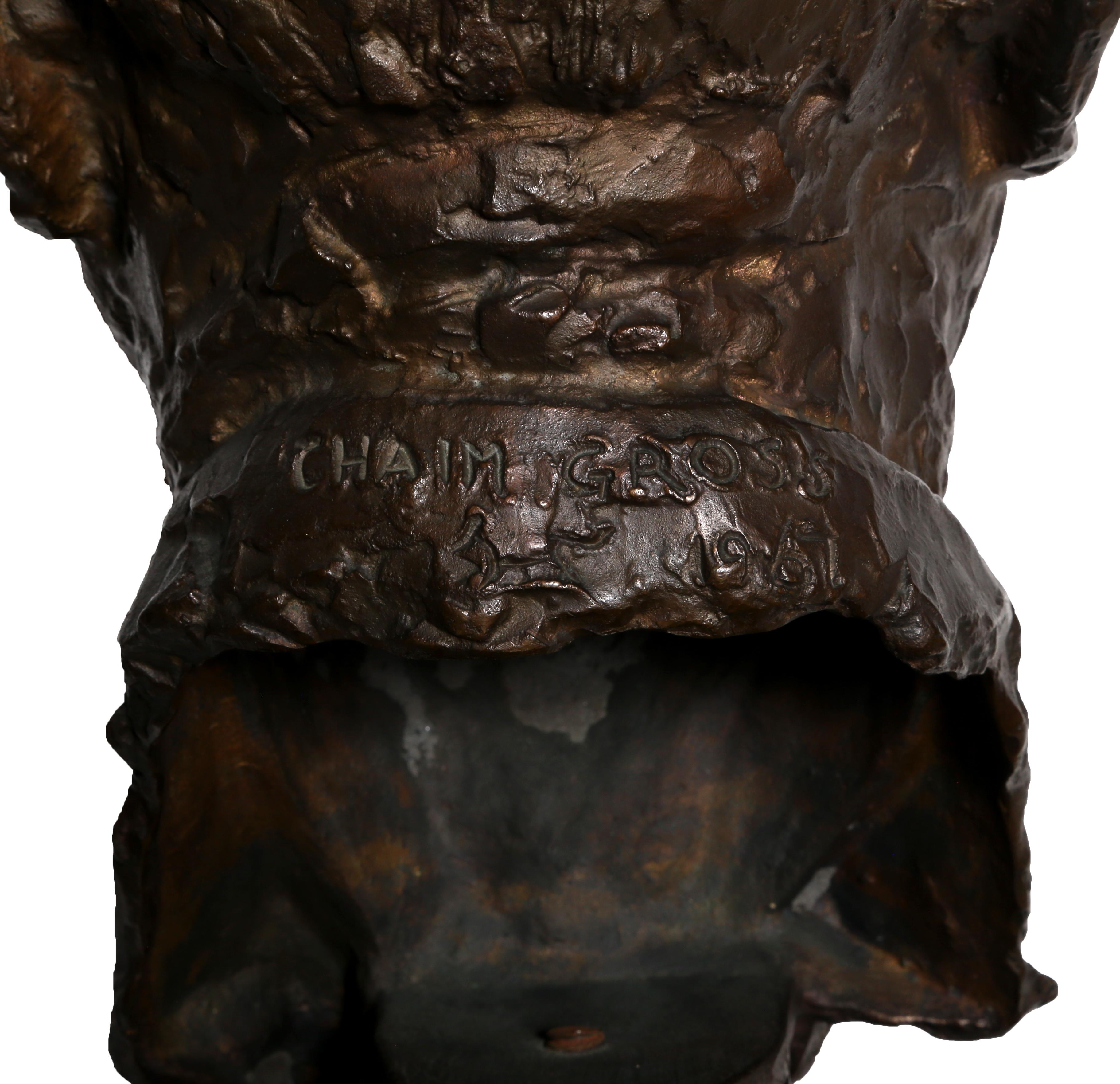 Buste d'homme, sculpture en bronze de Chaim Gross en vente 2