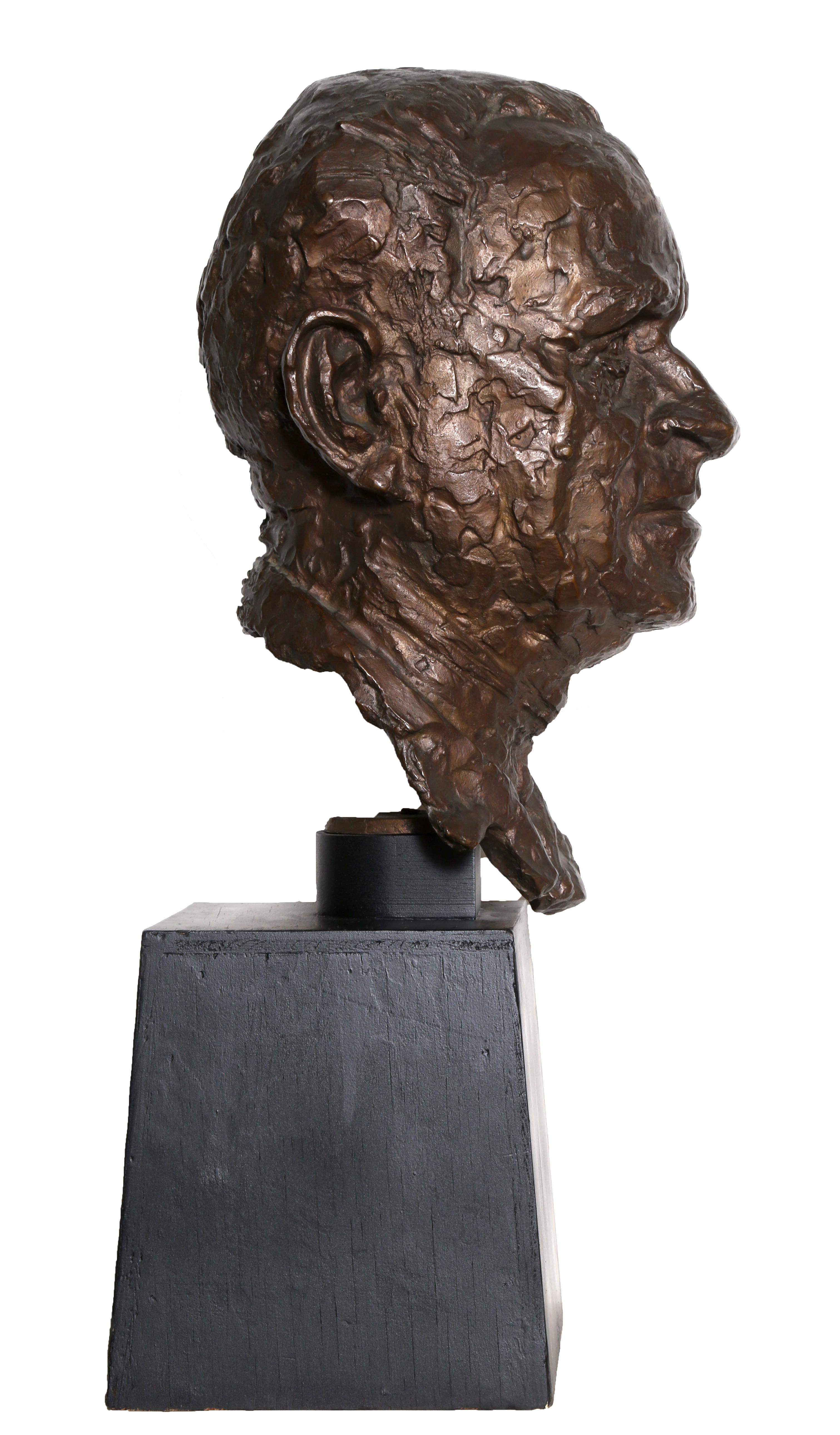Artist: Chaim Gross, Austrian/American (1904 - 1991)
Title: Bust of a Man
Year: 1967
Medium: Bronze Sculpture, signature inscribed
Size: 12.5 x 6.5 x 8.5 in. (31.75 x 16.51 x 21.59 cm)
Base: 7 x 8 x 7.5 inches