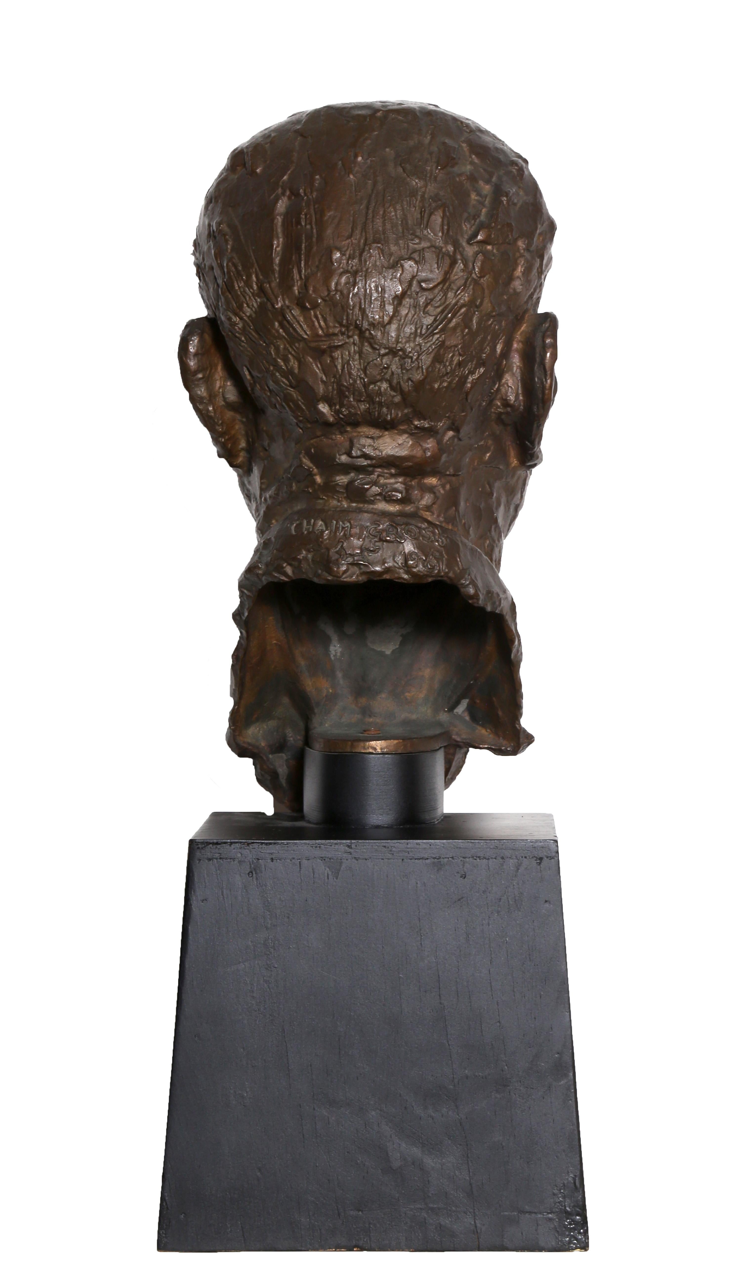 Bust of a Man, Bronze Sculpture by Chaim Gross For Sale 2