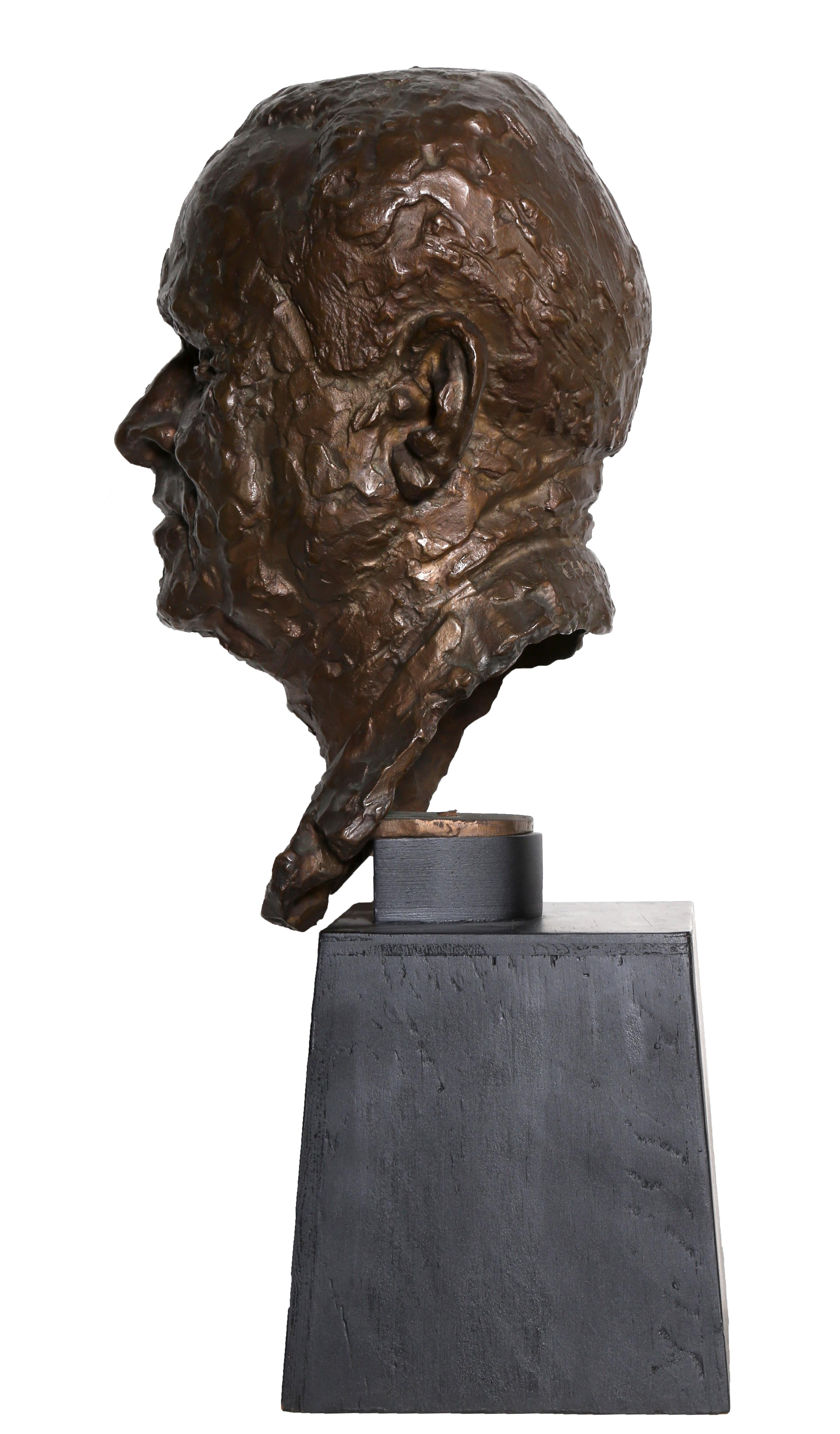 Bust of a Man, Bronze Sculpture by Chaim Gross For Sale 4