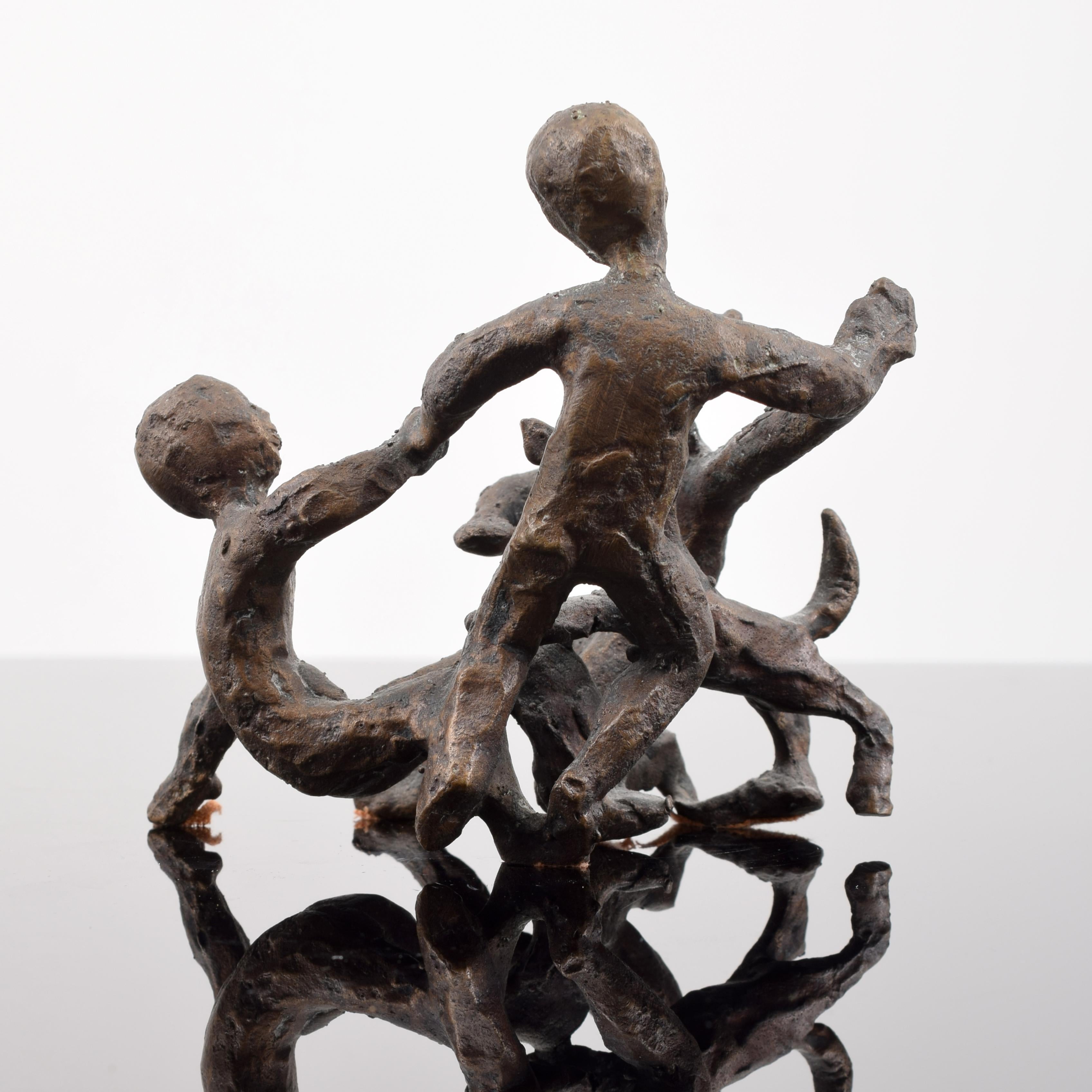 Chaim Gross Bronze Sculpture, Dog & Children For Sale 6