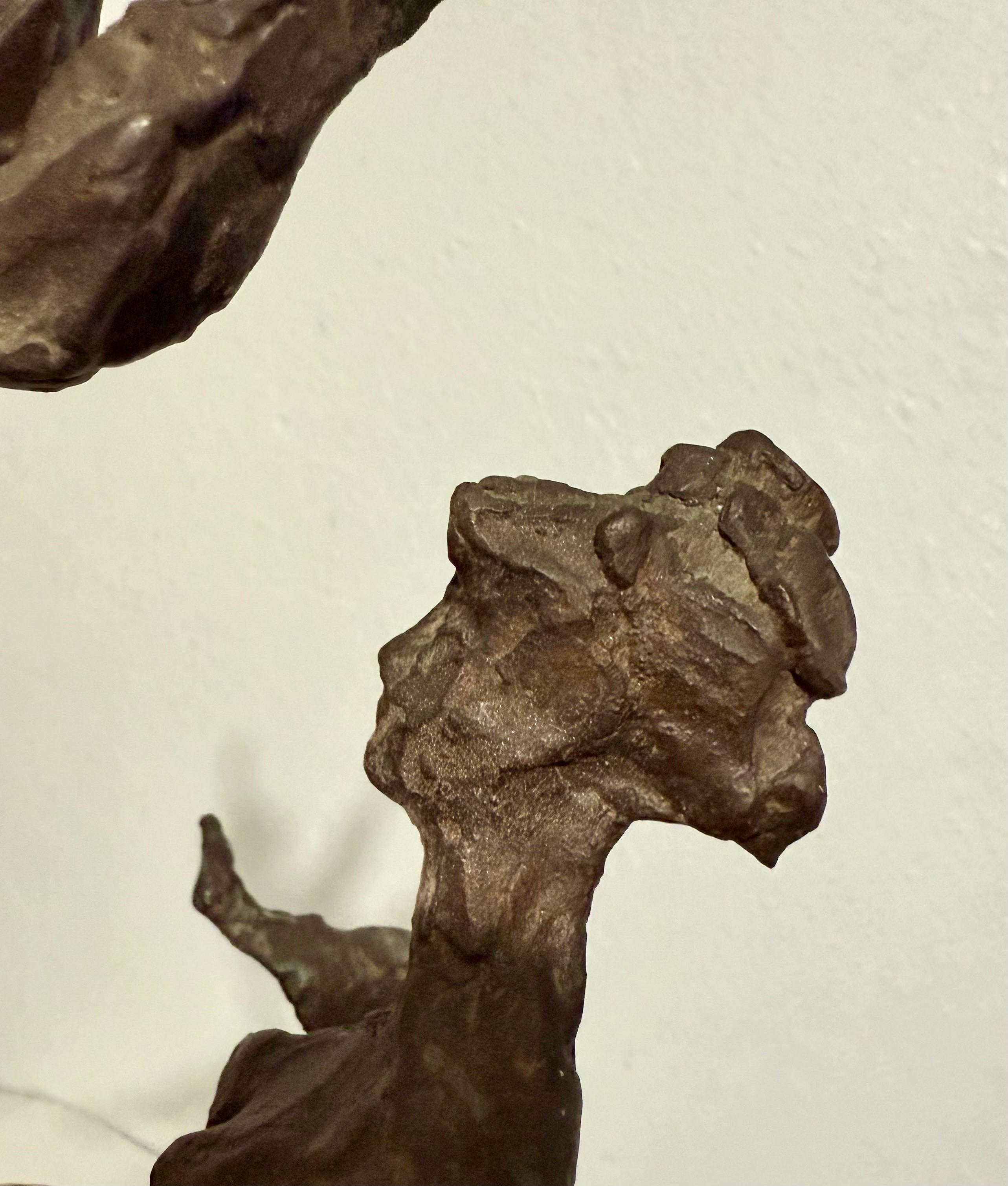 Chaim Gross Mid Century Mod Bronze Sculpture Balancing WPA Artist Mom and Child For Sale 16