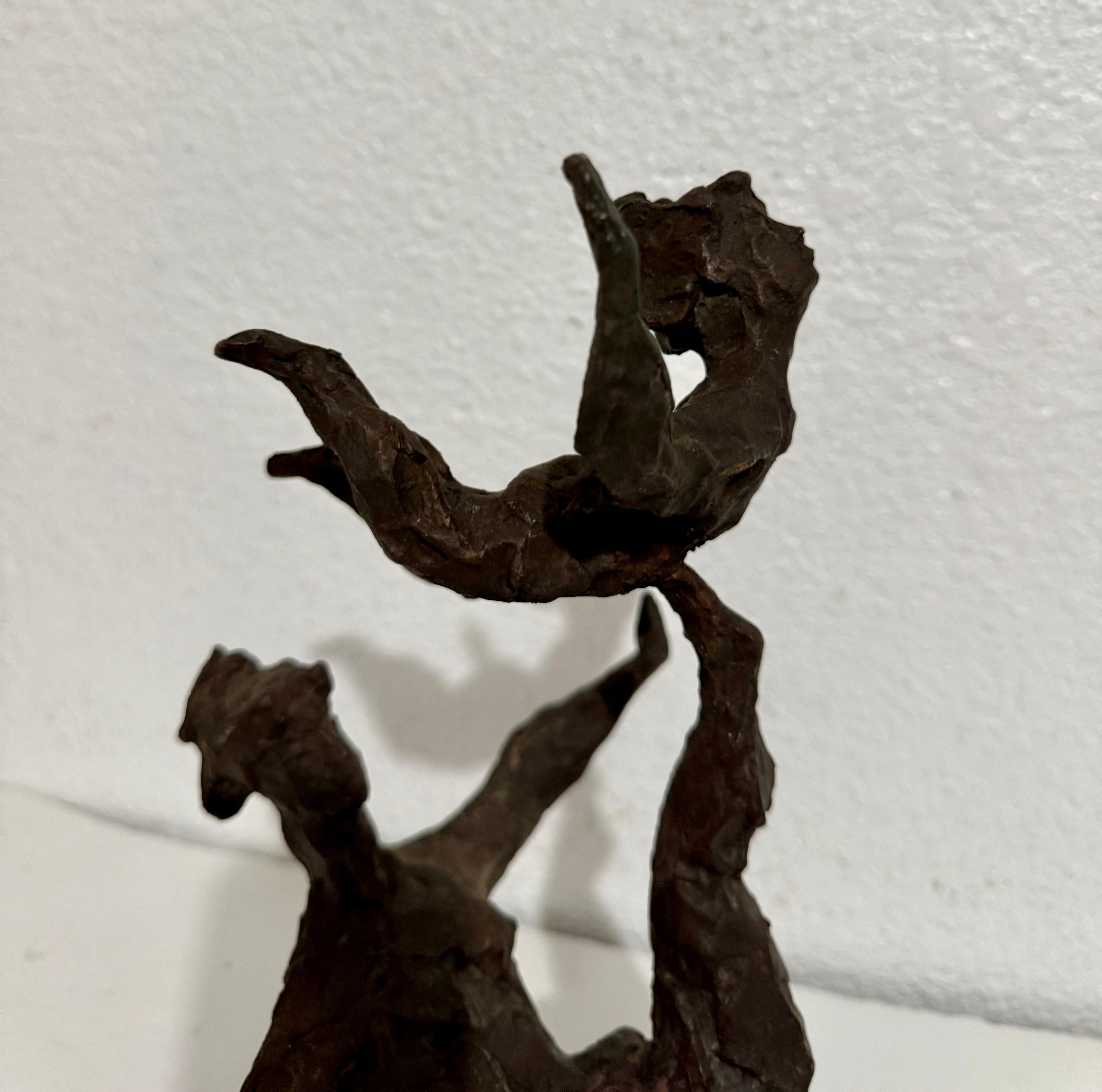 Chaim Gross Mid Century Mod Bronze Sculpture Balancing WPA Artist Mom and Child For Sale 6