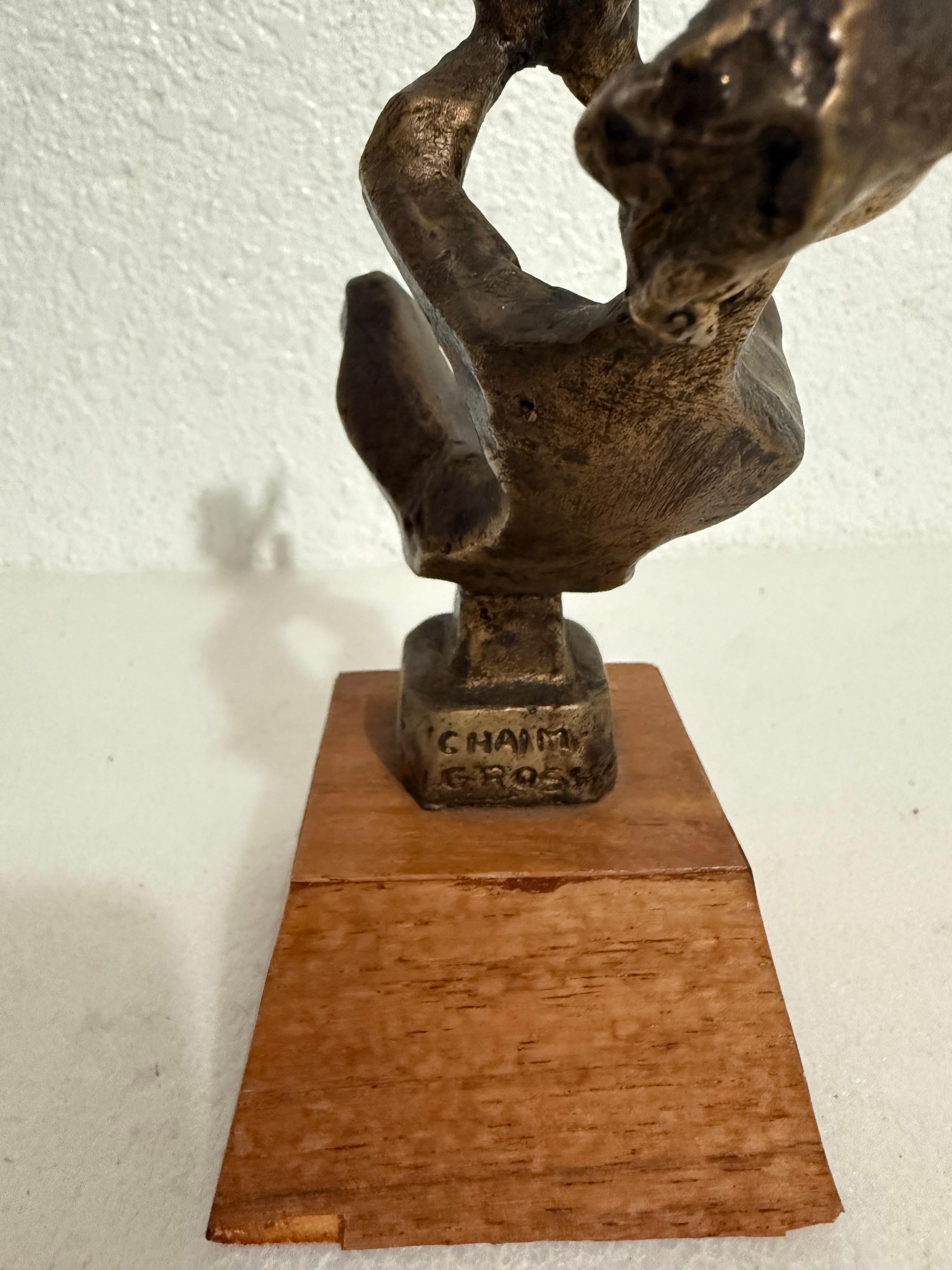 Chaim Gross Scultura in bronzo di metà secolo Madre e bambino che giocano Artistics WPA in vendita 4