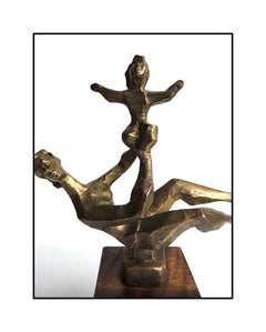 Chaim Gross Original Bronze Sculpture Mother Child Signed Cubism Modern Artwork