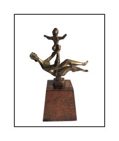 Chaim Gross Original Bronze Sculpture Mother Child Signed Cubism Modern Artwork