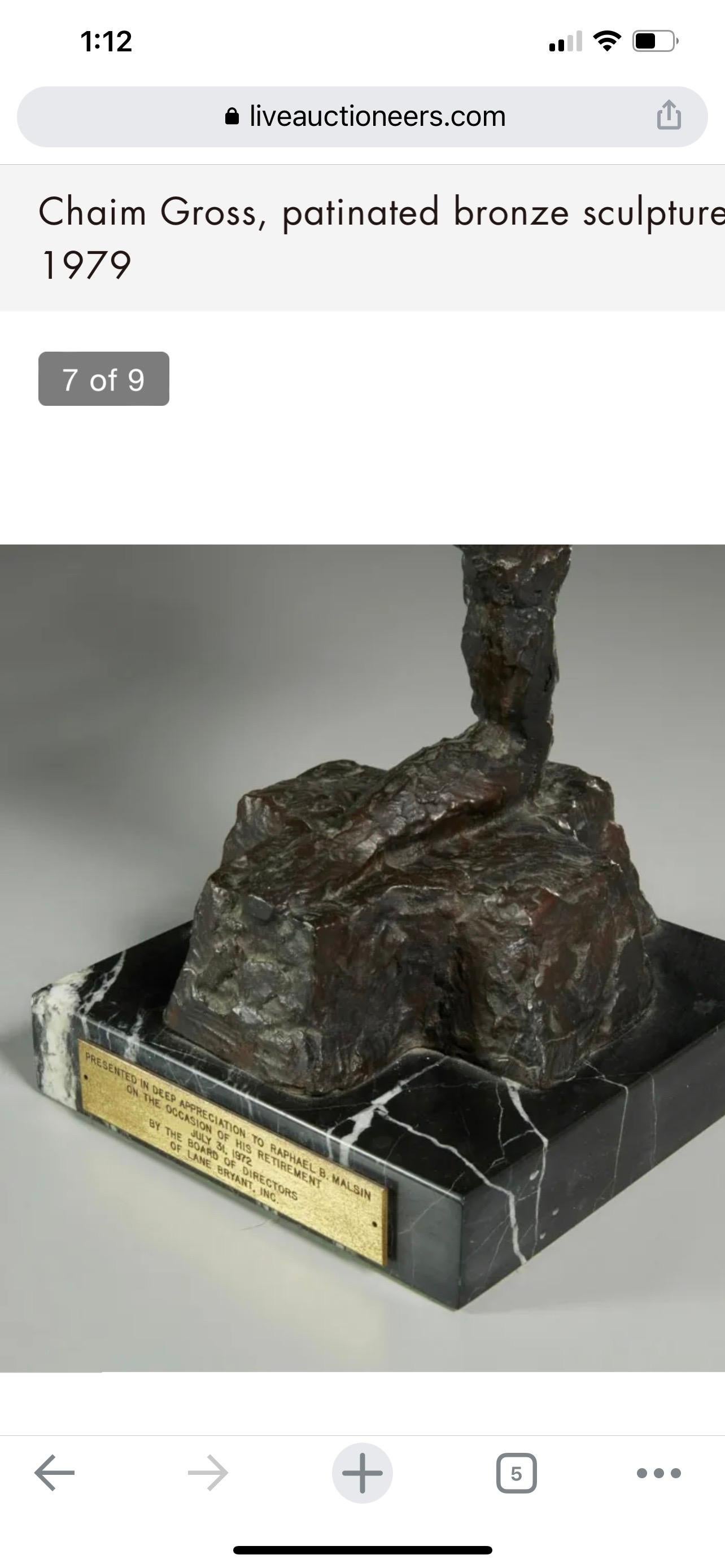 Grande scultura in bronzo Chaim Gross Mid Century Mod Acrobati del circo Artista WPA in vendita 9