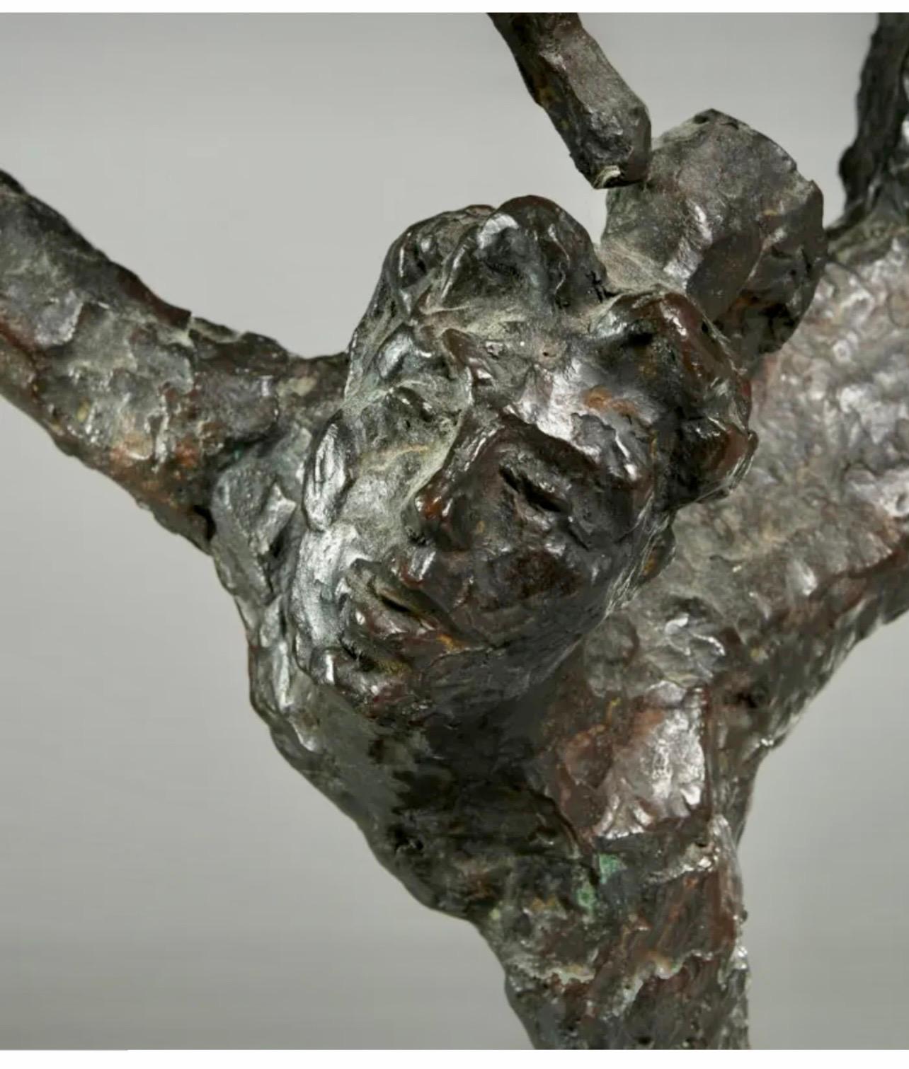 Large Chaim Gross Mid Century Mod Bronze Sculpture Circus Acrobats WPA Artist For Sale 1