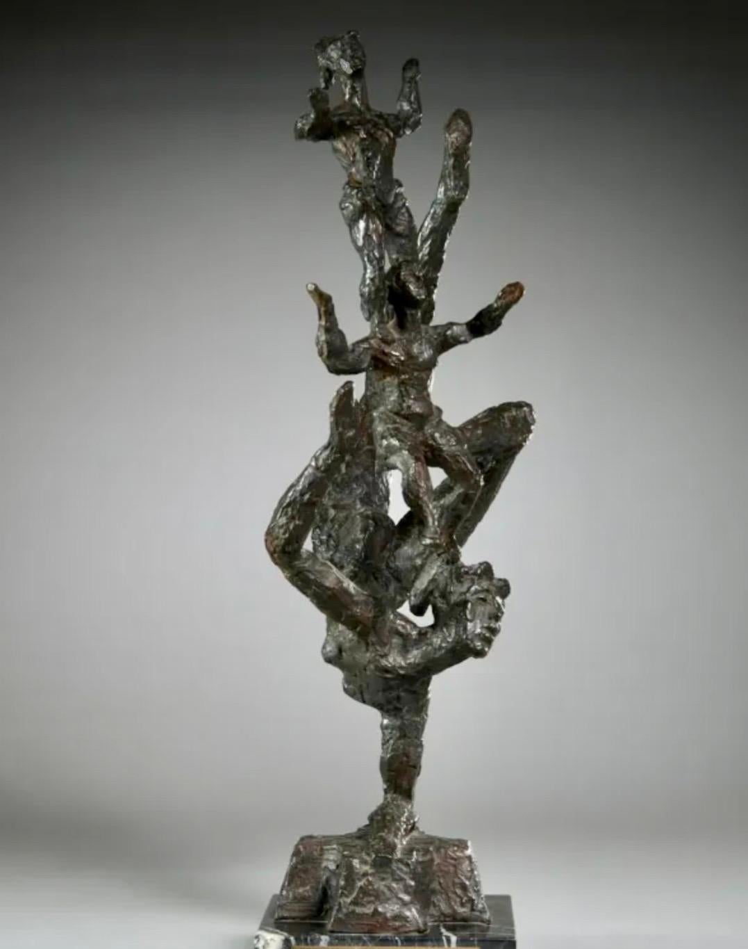 Grande scultura in bronzo Chaim Gross Mid Century Mod Acrobati del circo Artista WPA in vendita 5